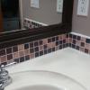 Brown Slate Mosaic around the sink. Want to know a secret? There's not even tile here, you'd never know that now! 