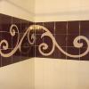 A pattern inlay onto a background colour selected from the client's bathroom
